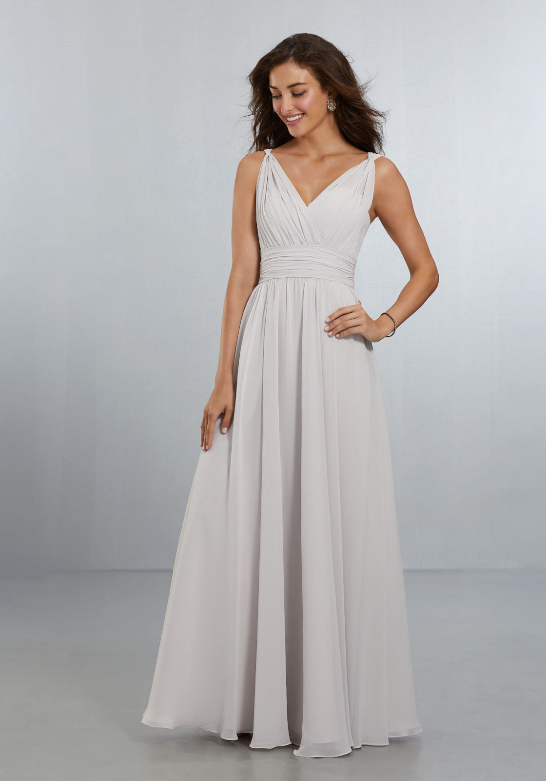 Chiffon Bridesmaids Dress with V-Neckline and V-Back - Morilee Chiffon Bridesmaids Dress with V-Neckline and V-Back - Morilee
