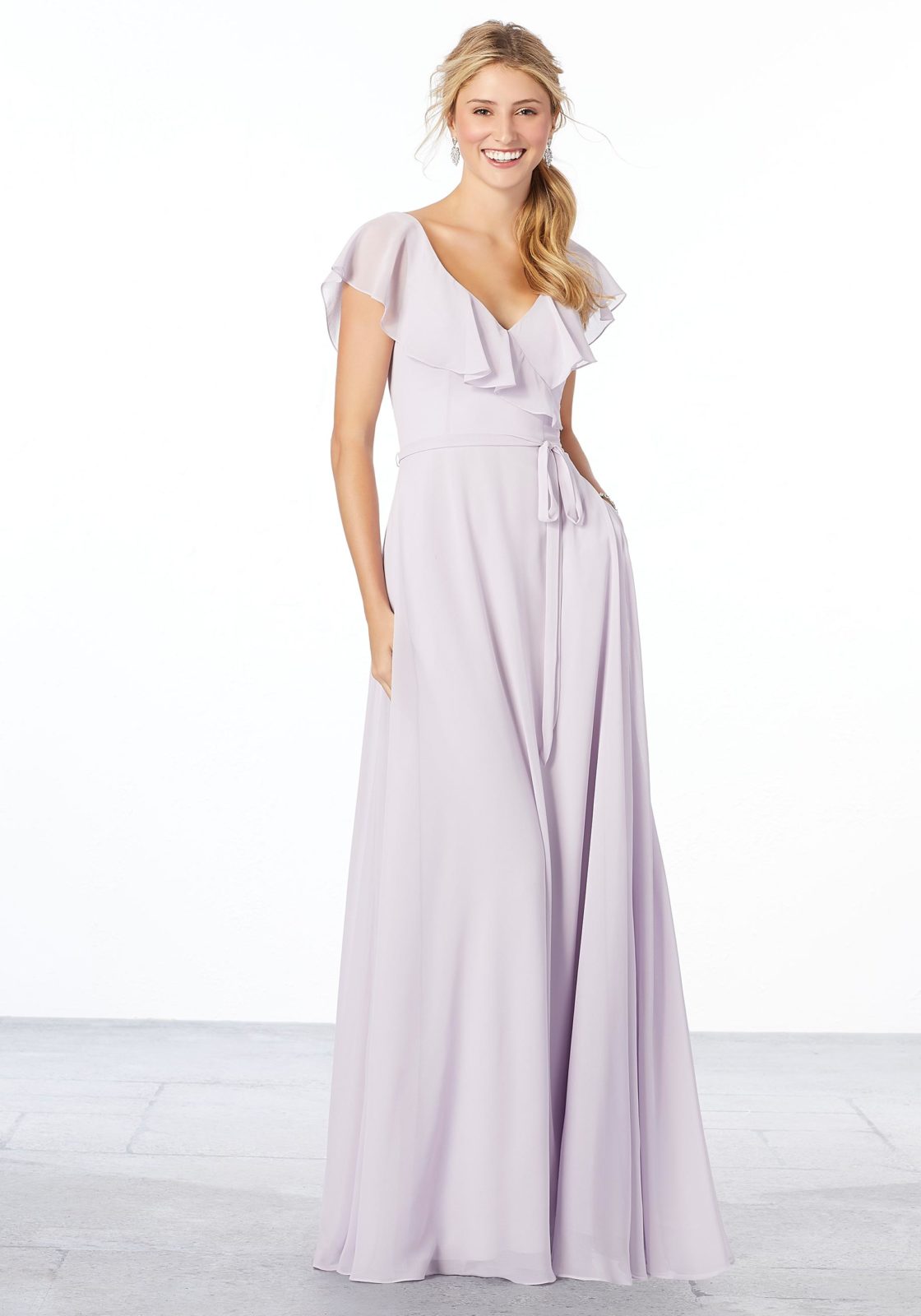 Flutter Sleeve Chiffon Bridesmaid Dress - Morilee Flutter Sleeve Chiffon Bridesmaid Dress - Morilee