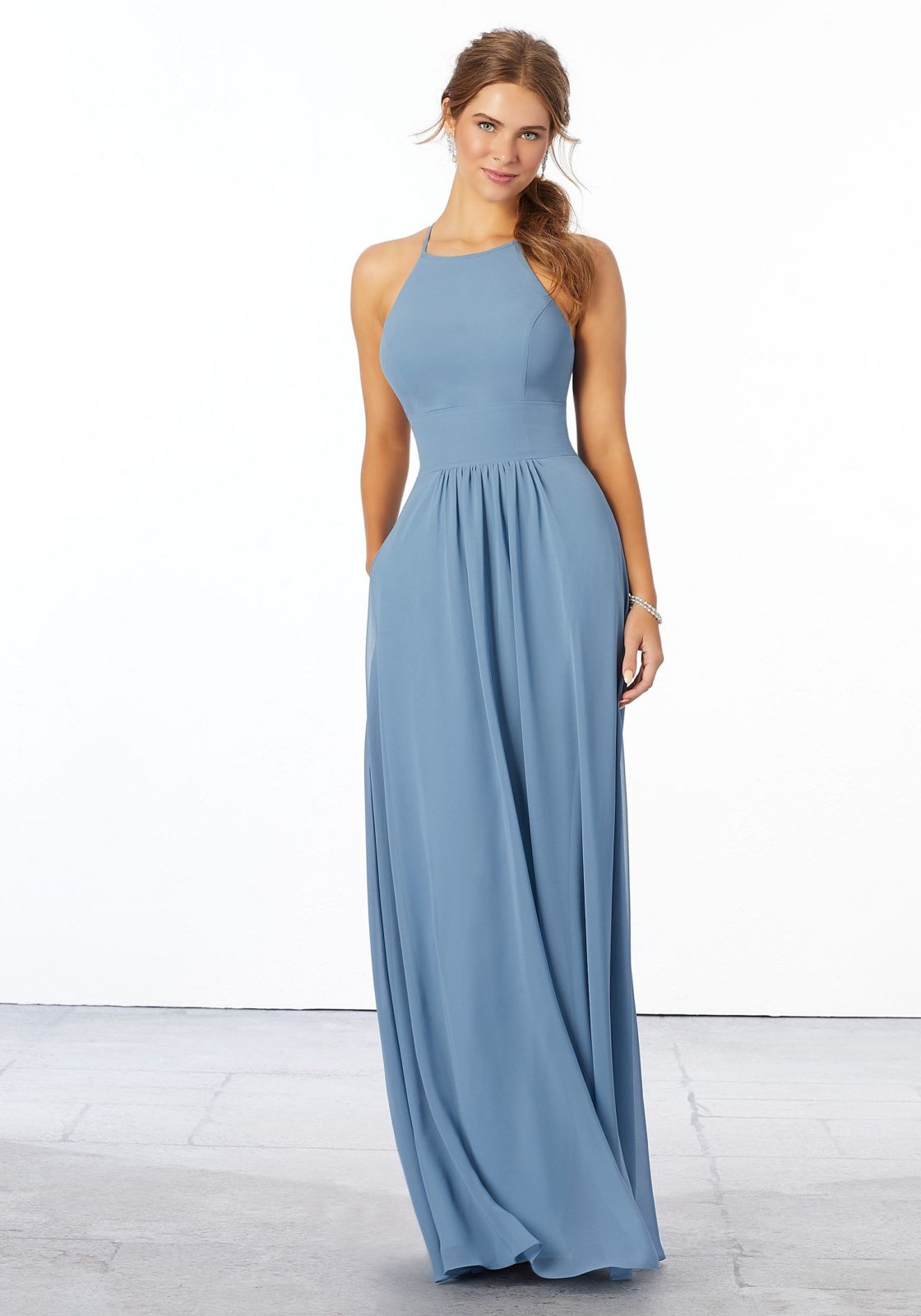 morilee deep sea bridesmaid dress Draped Scoop Neck Bridesmaid Dress with Back Bow