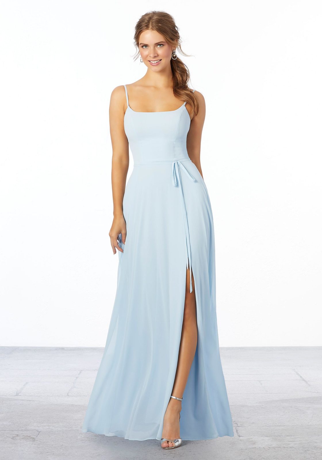 Chiffon Bridesmaid Dress with Tie Sash - Morilee Chiffon Bridesmaid Dress with Tie Sash - Morilee