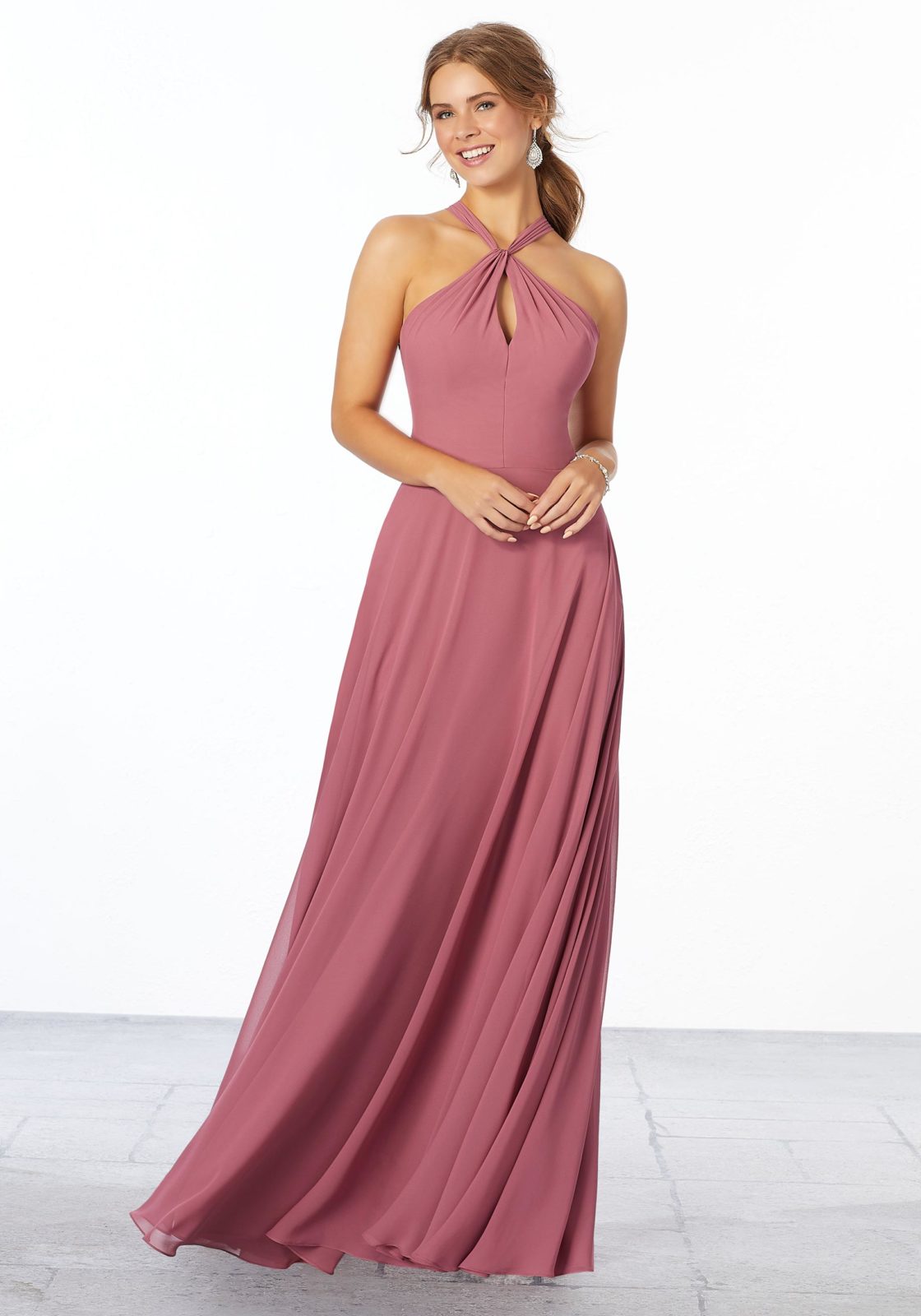 mori lee pink bridesmaid dress MGNY By Mori Lee 73122 - Long Tulle A-Line Dress