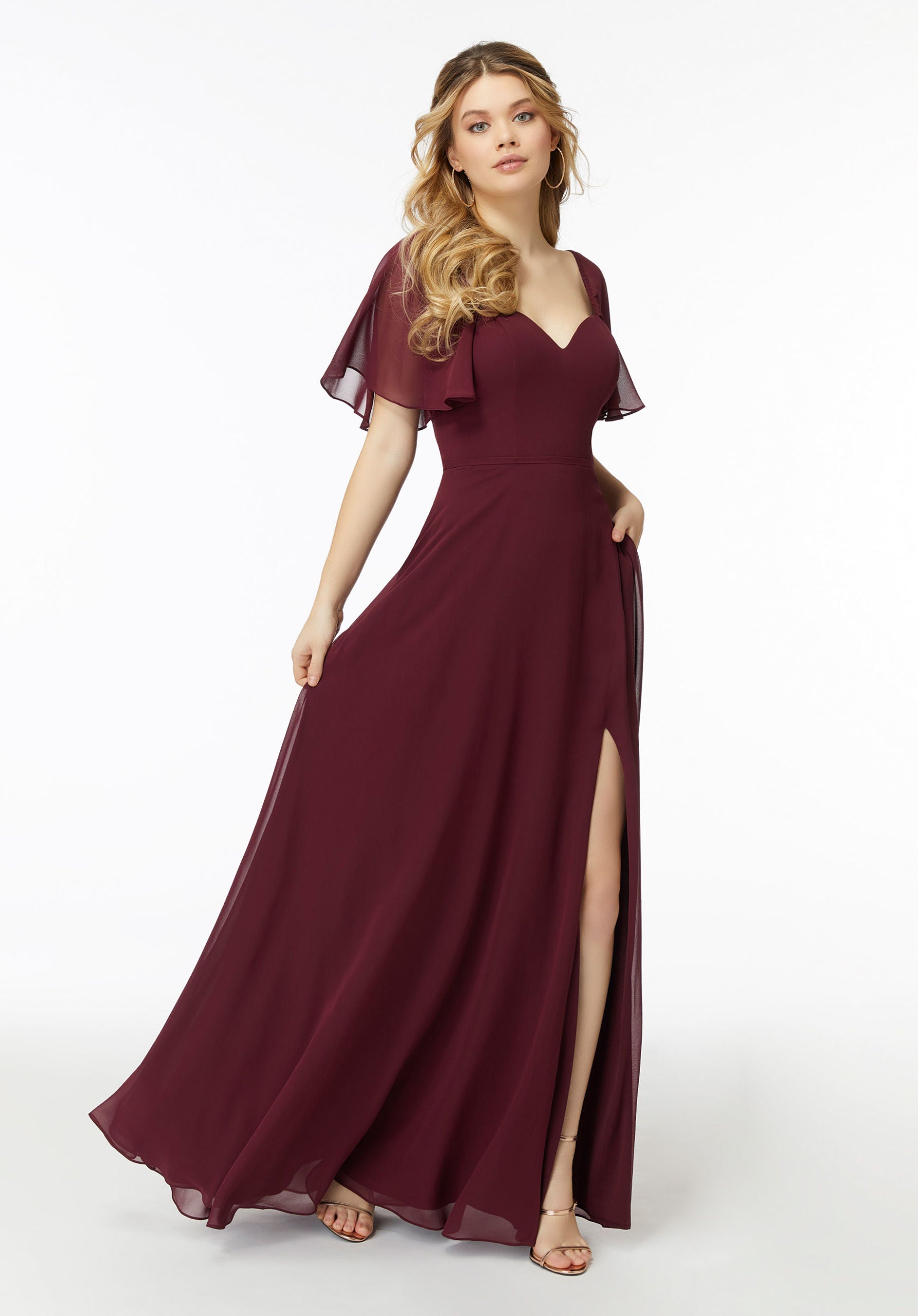 Chiffon Flutter Sleeve, Sweetheart Bridesmaid Dress - Morilee Chiffon Flutter Sleeve, Sweetheart Bridesmaid Dress - Morilee