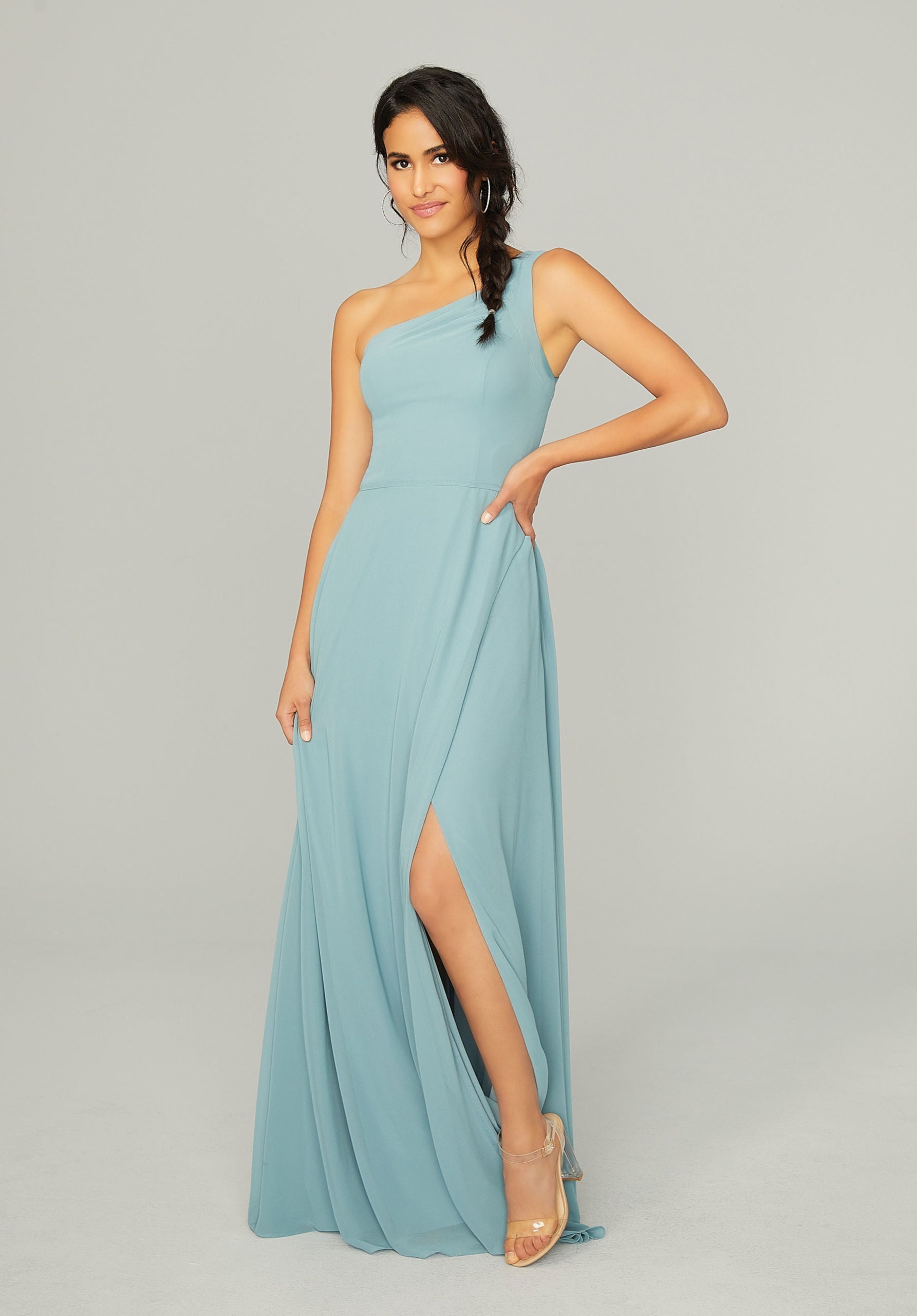 mori lee off the shoulder bridesmaid dress Mori Lee 21809 Chiffon Bridesmaid Dress Off-Shoulder & Slit RashawnRose Bridal & Prom