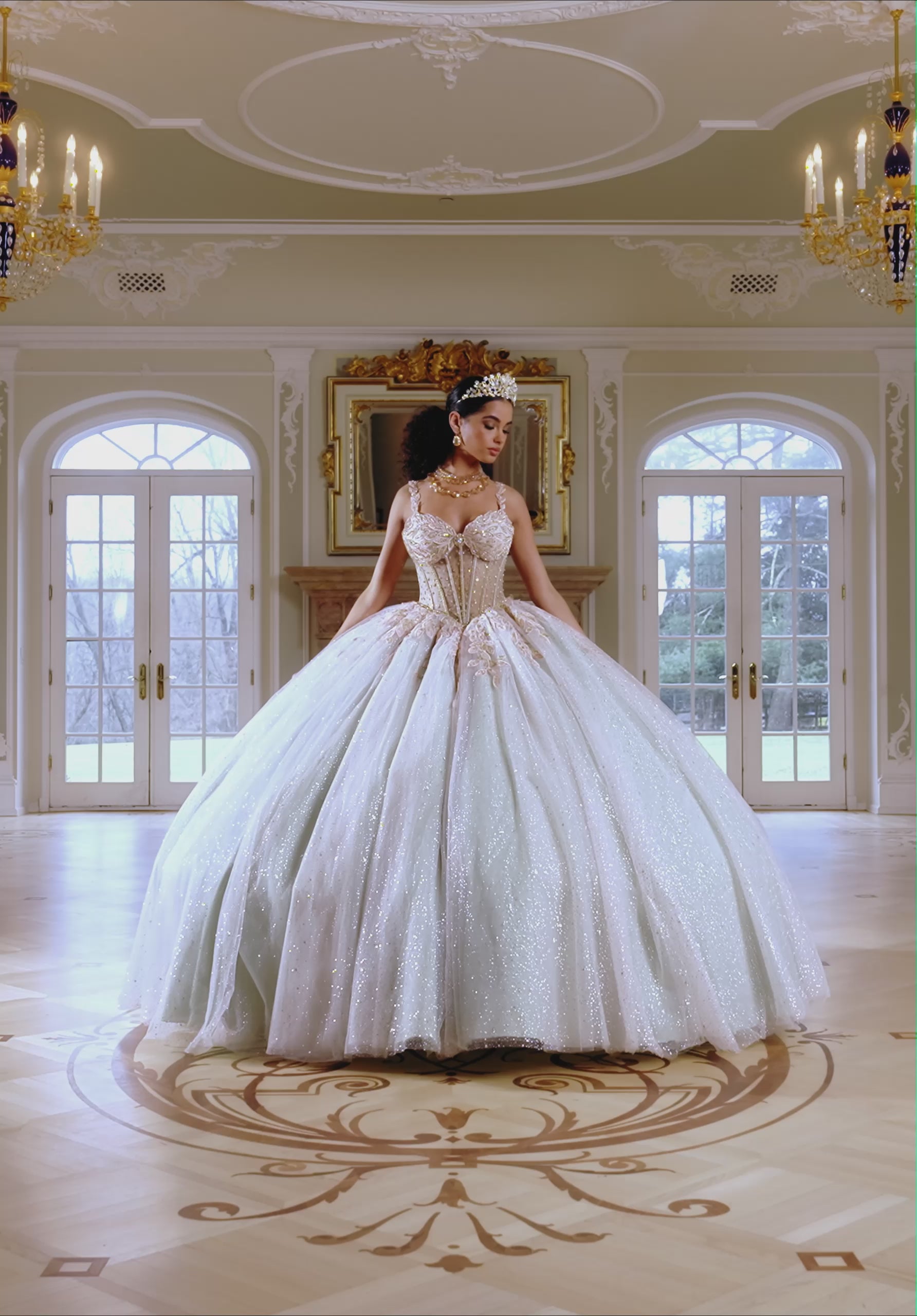 ✨CCC-MORI ✨ Three-Dimensional Embroidered Diamanté Beaded Quinceañera