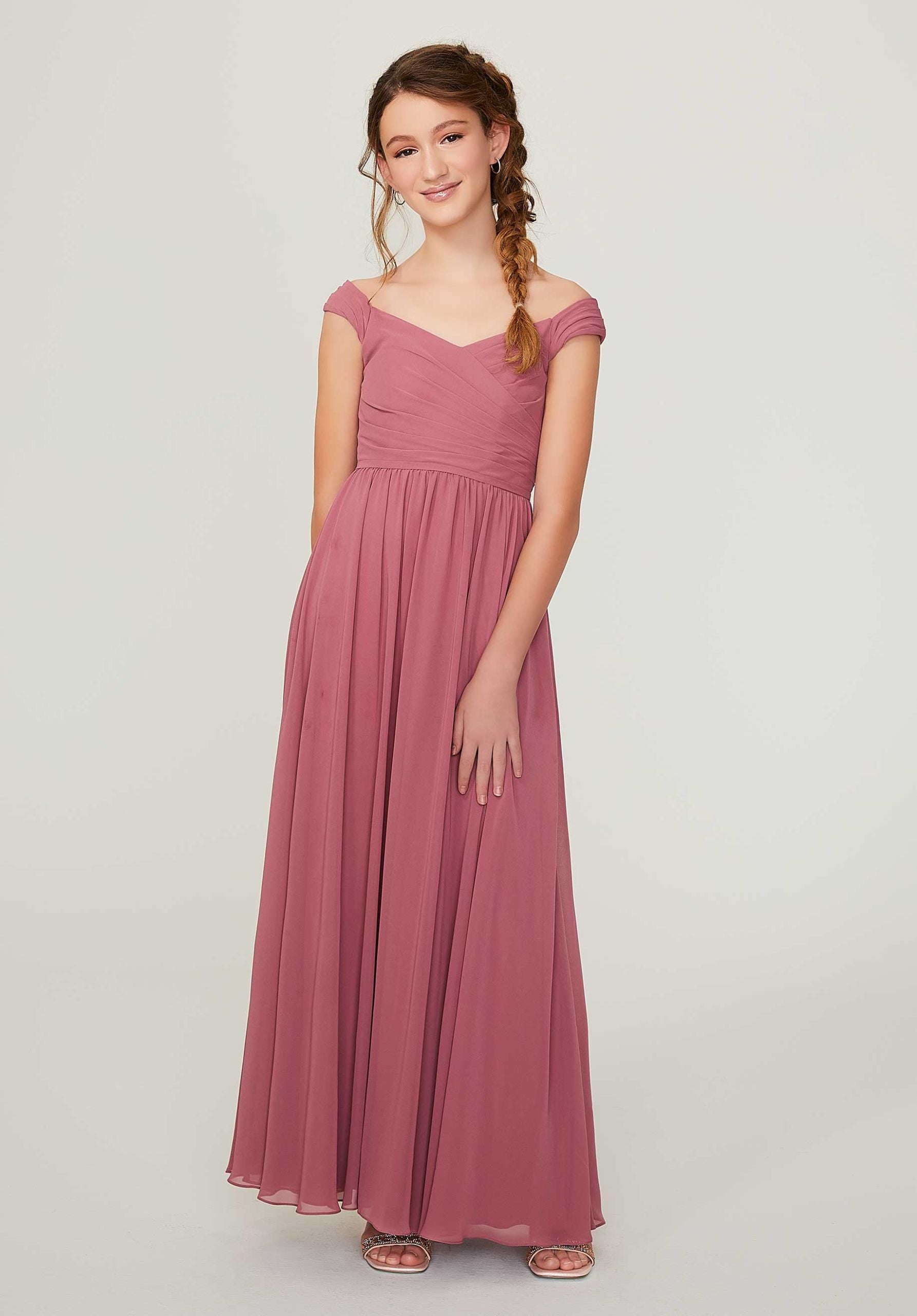 Chiffon Junior Bridesmaid Dress with Draped Bodice - Morilee Chiffon Junior Bridesmaid Dress with Draped Bodice - Morilee
