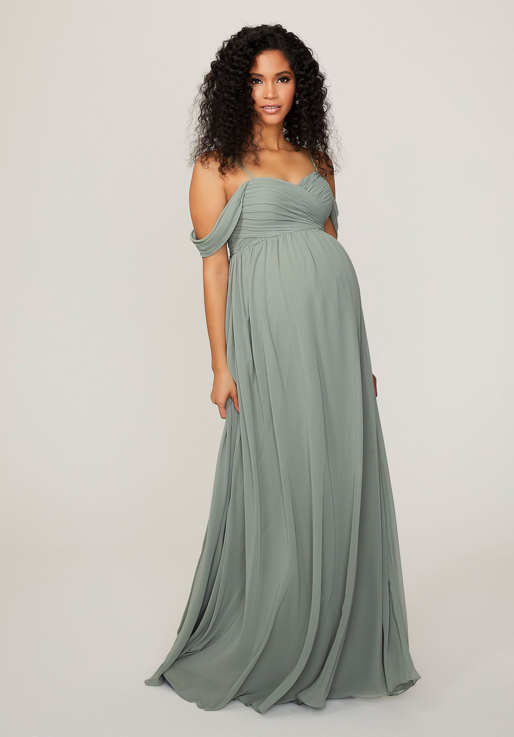 bridesmaid maternity dress Chiffon Maternity Bridesmaid Dress with Draped Bodice