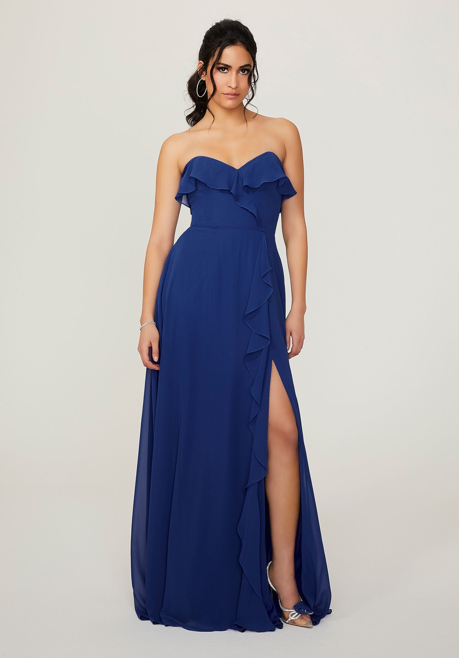 mori lee strapless bridesmaid dress Strapless Satin Bridesmaid Dress with Bow