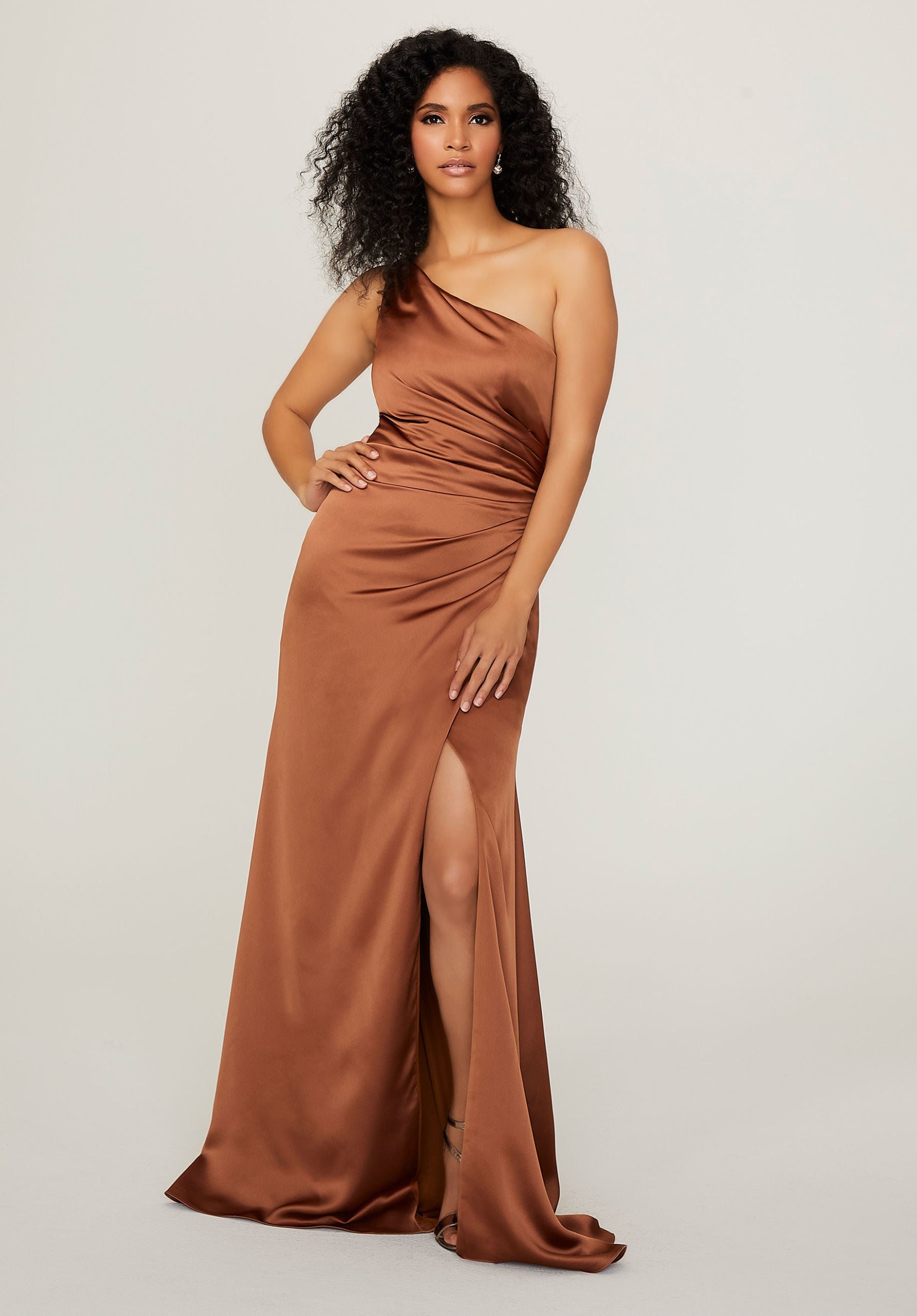 One Shoulder Silky Satin Bridesmaid Dress - Morilee One Shoulder Silky Satin Bridesmaid Dress - Morilee