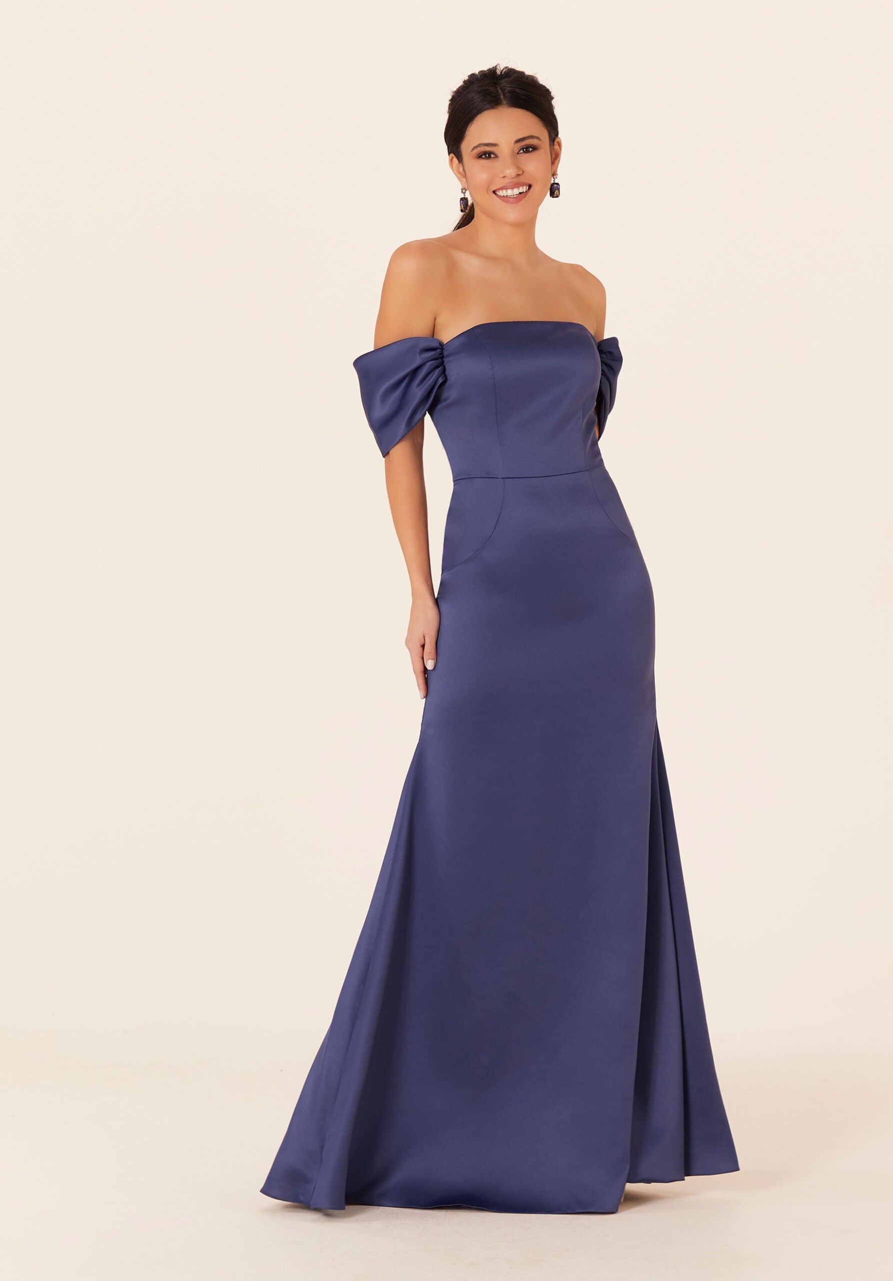 Off The Shoulder Satin Bridesmaid Dress - Morilee Off The Shoulder Satin Bridesmaid Dress - Morilee