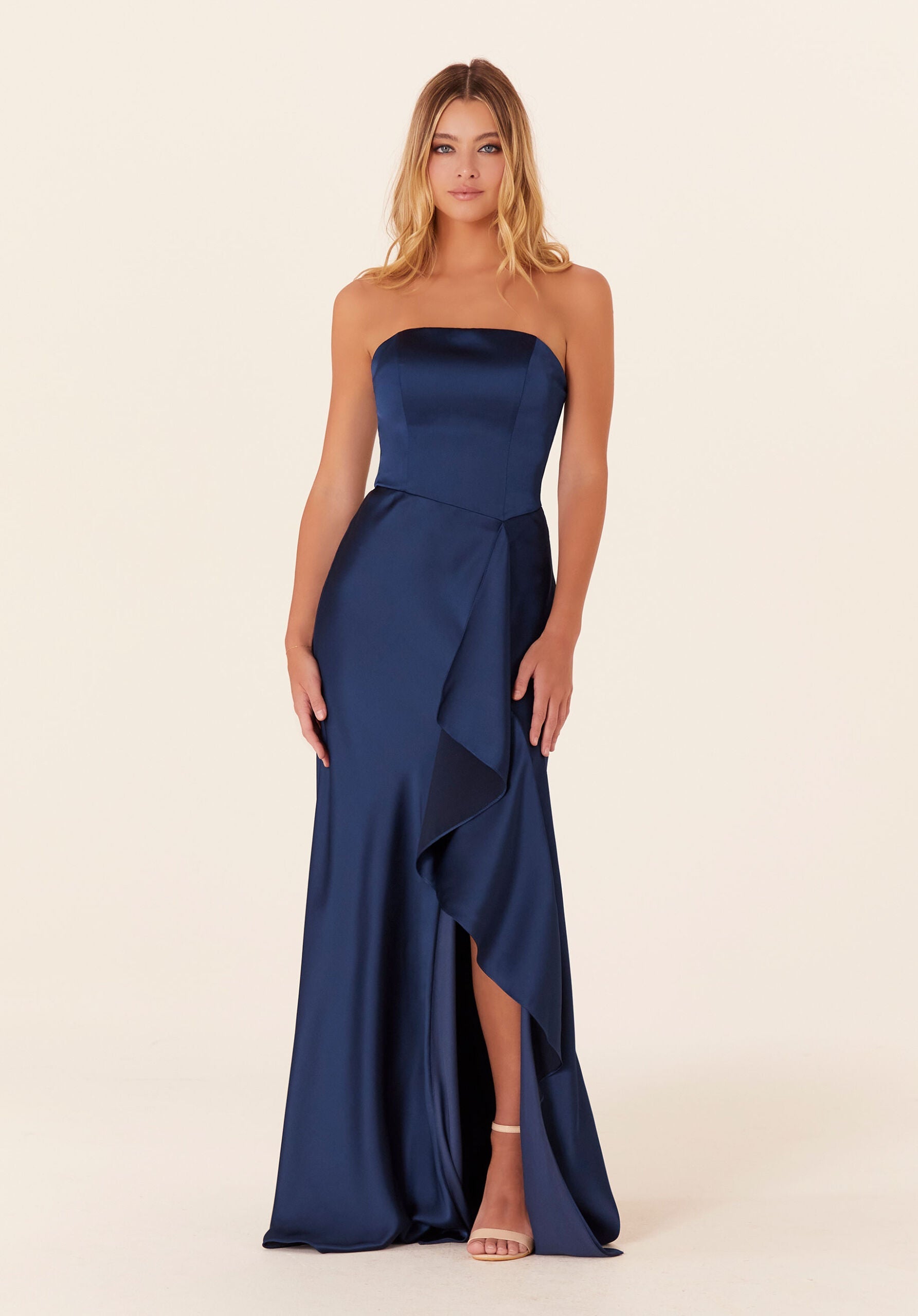 Strapless Luxe Satin Bridesmaid Dress