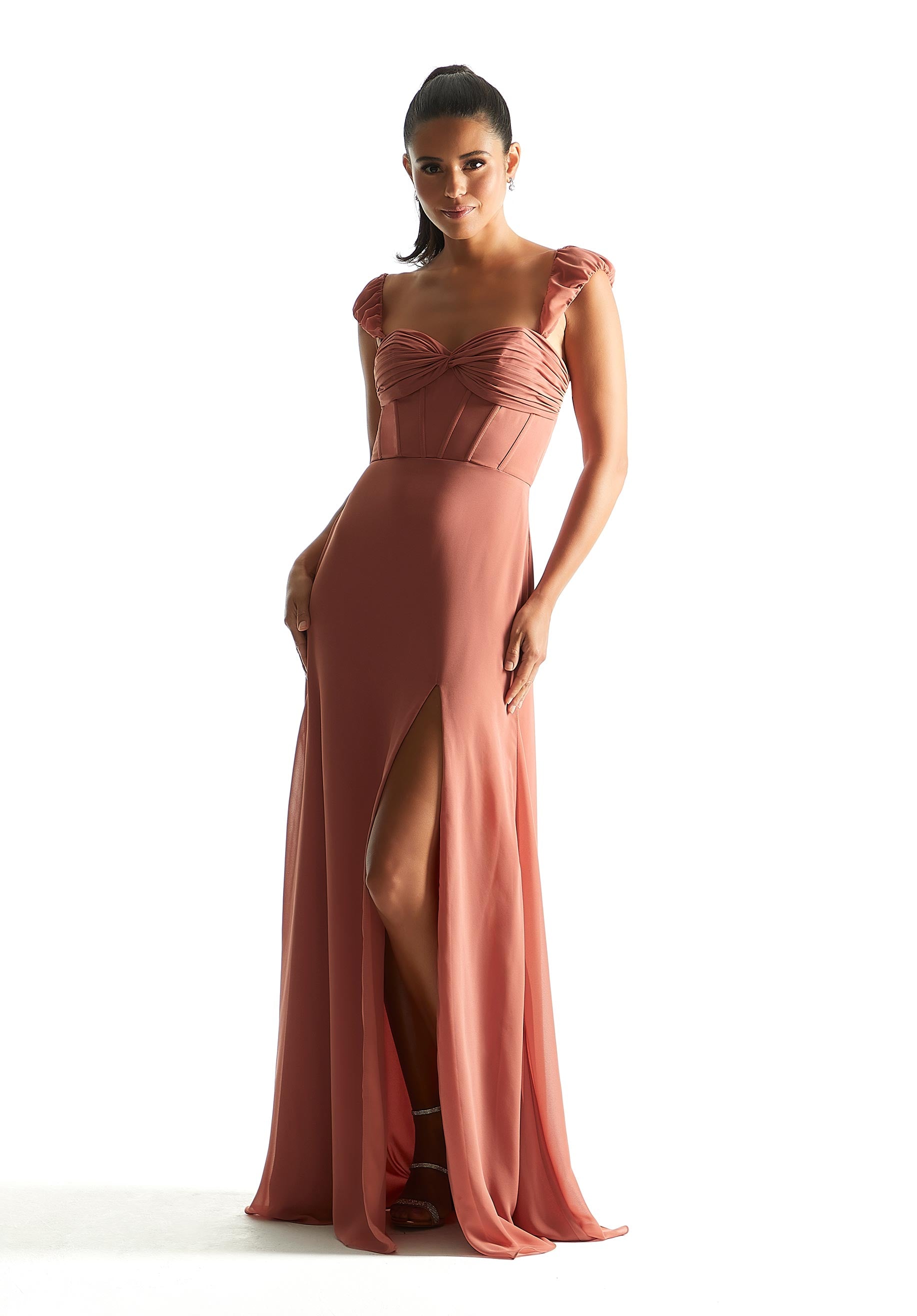 corset bridesmaid dress with sleeves Ivory Bridesmaid Dress 2026 Sheath Long Satin Sleeveless