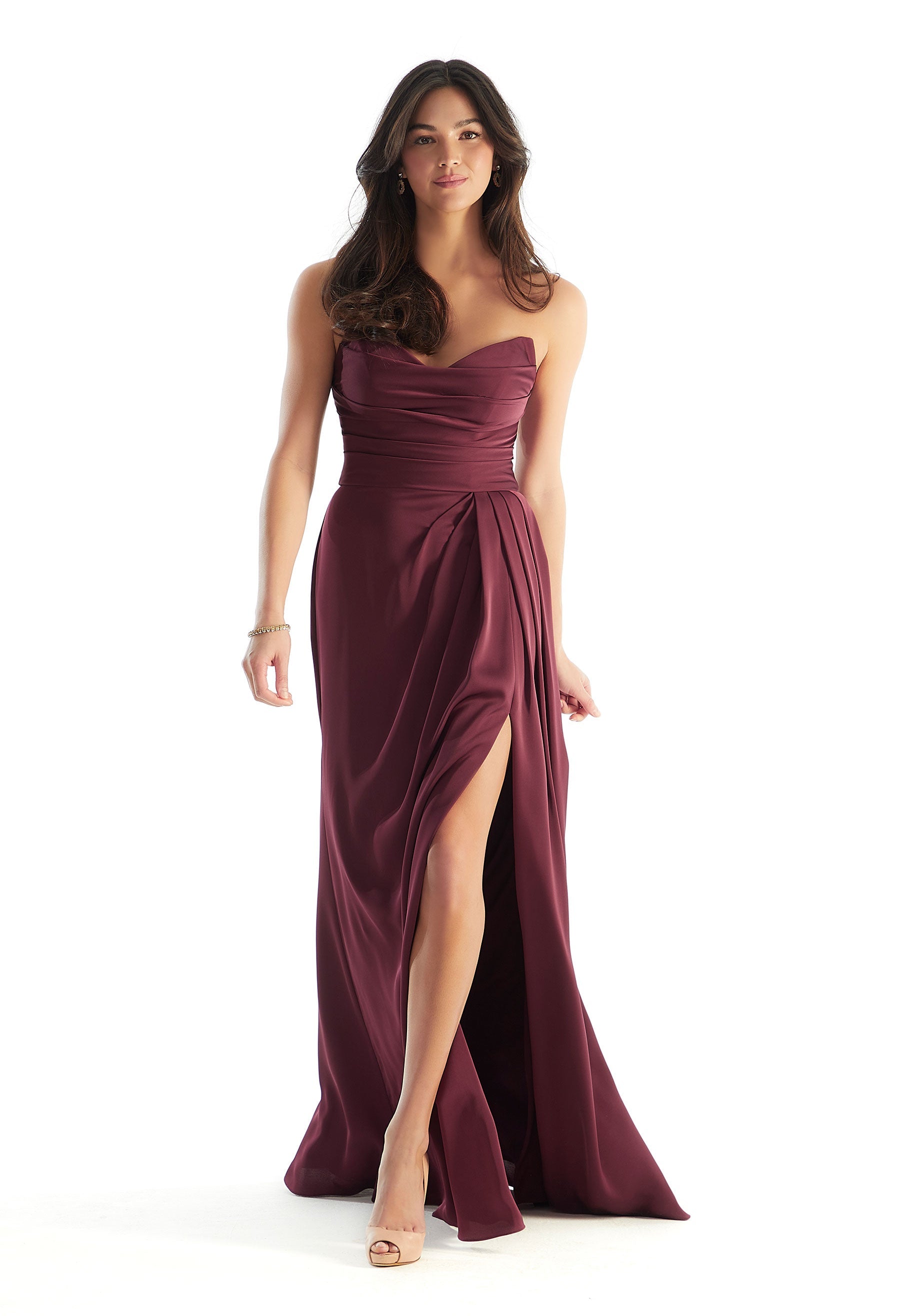 morilee bordeaux bridesmaid dresses Morilee Bridesmaid 3030035 Luxe Satin Halter Cowl Neck Dress