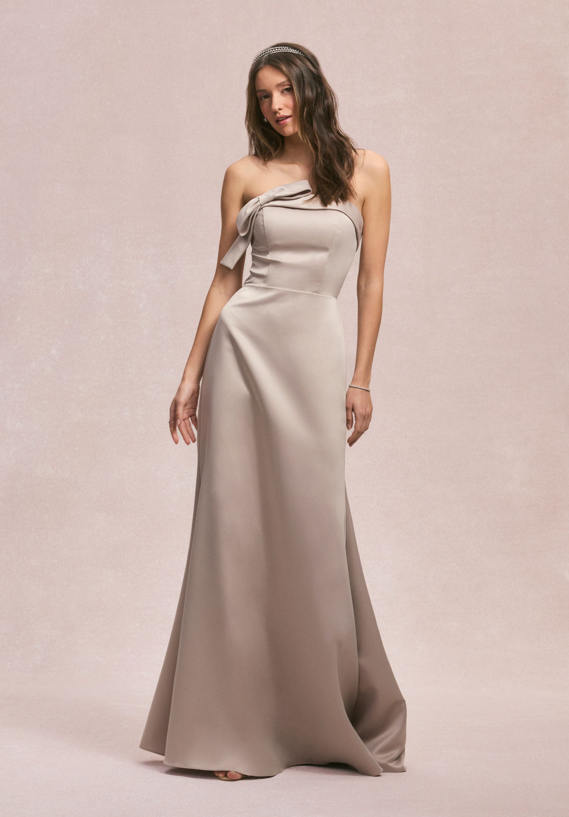 Strapless Satin Bridesmaid Dress with Bow - Morilee Strapless Satin Bridesmaid Dress with Bow - Morilee