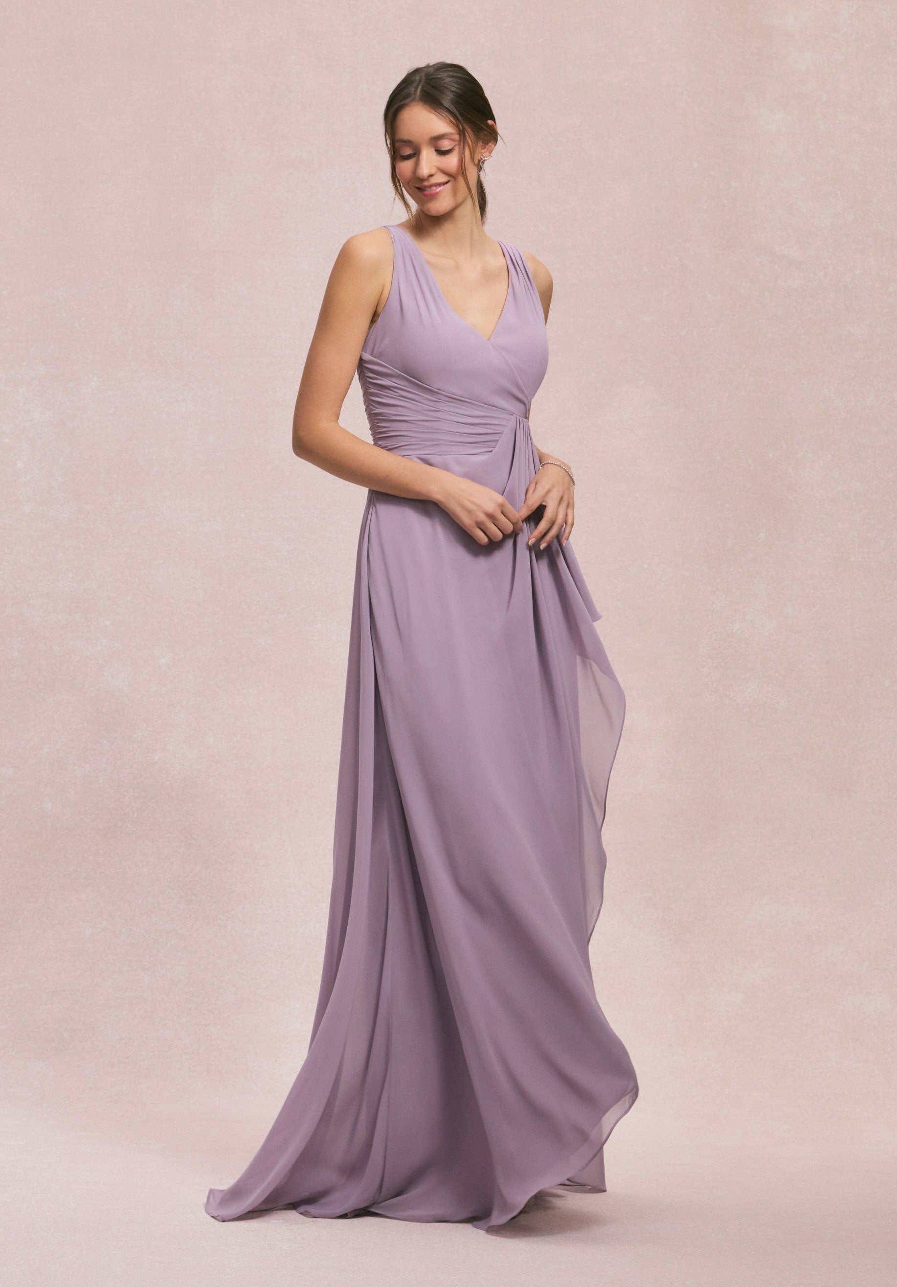 V-Neck Chiffon Bridesmaid Dress with Cascading Ruffle - Morilee V-Neck Chiffon Bridesmaid Dress with Cascading Ruffle - Morilee