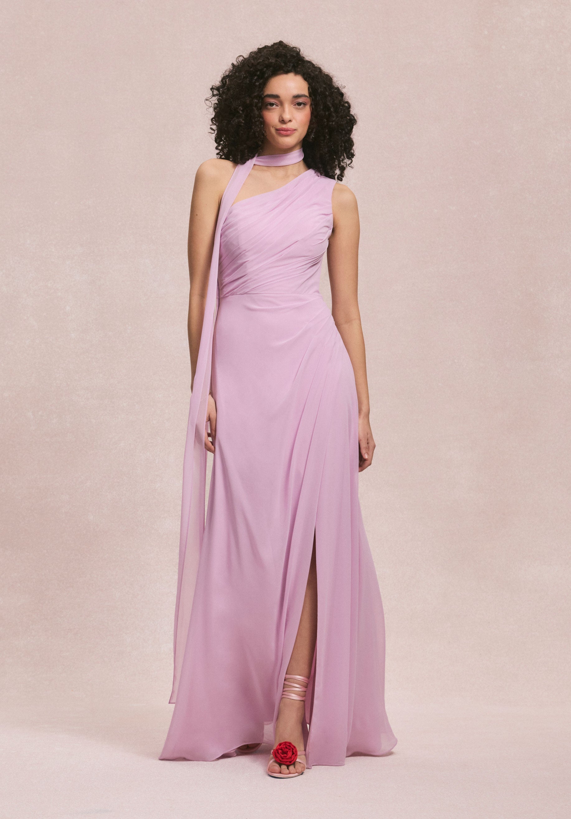 One Shoulder Chiffon Bridesmaid Dress with Skirt Slit - Morilee One Shoulder Chiffon Bridesmaid Dress with Skirt Slit - Morilee