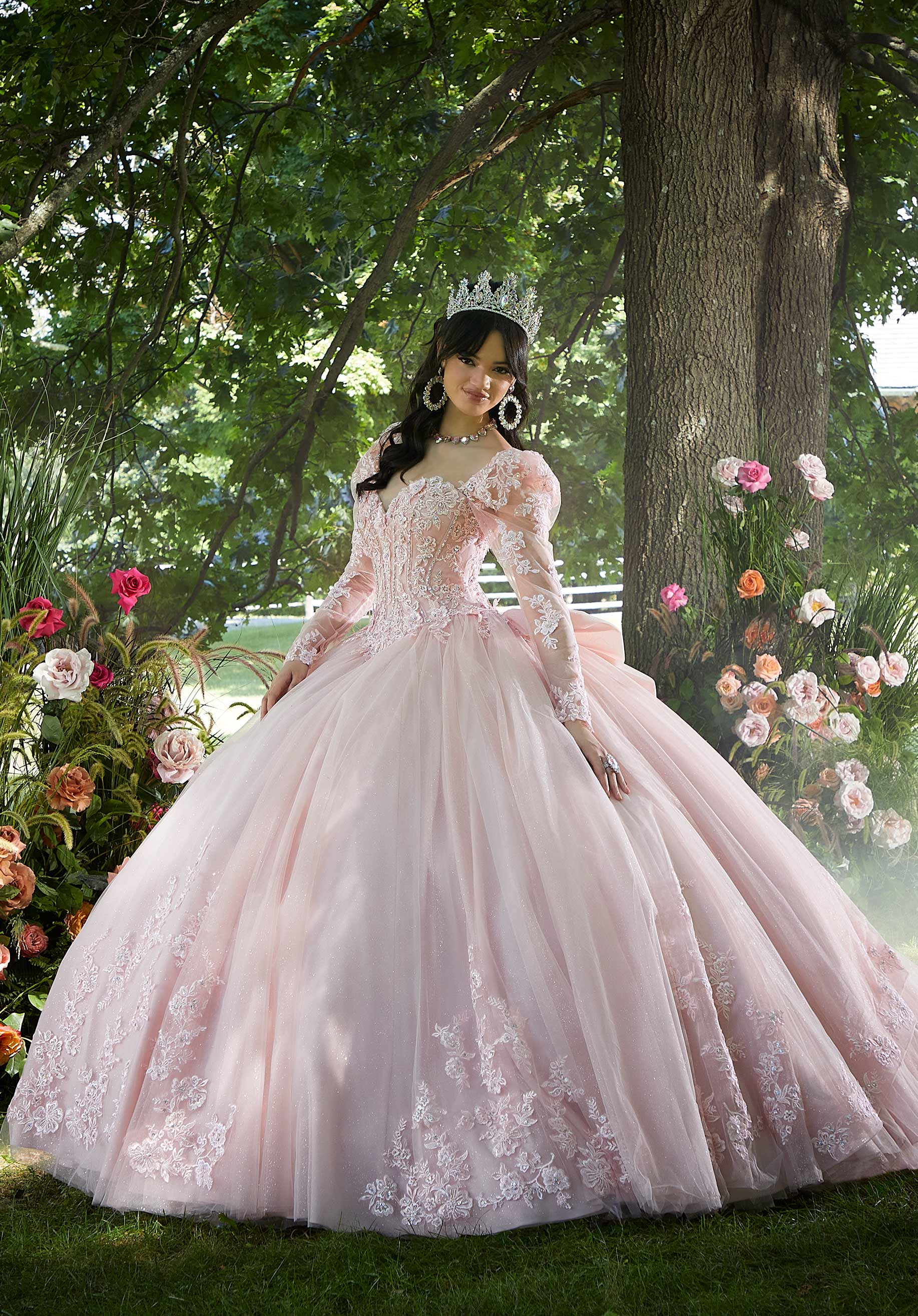 Floral Embroidered Corset Bodice Quinceaera Dress - Morilee Floral Embroidered Corset Bodice Quinceaera Dress - Morilee