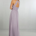 Chiffon Bridesmaids Dress with Draped Bodice and Keyhole Back Morilee