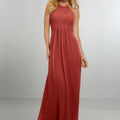 Chiffon Bridesmaids Dress with Draped Bodice and Keyhole Back Morilee