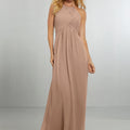 Chiffon Bridesmaids Dress with Draped Bodice and Keyhole Back Morilee