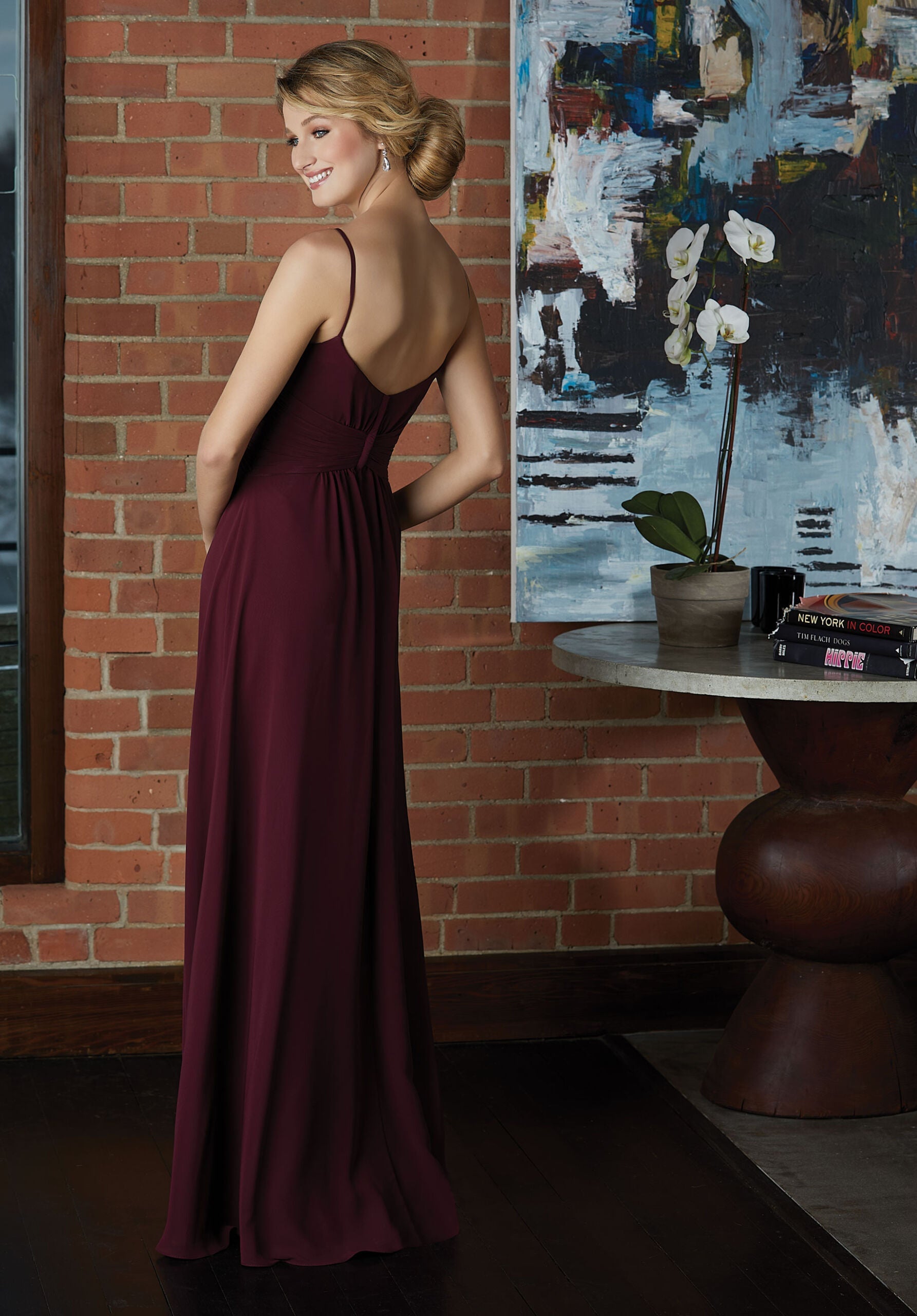 V-Neck Chiffon Bridesmaid Dress with Twist Front Bodice Madeline Gardner