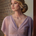 Chiffon Bridesmaid Dress with Capelet Style Sleeves and V-Neckline Madeline Gardner