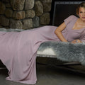 Chiffon Bridesmaid Dress with Capelet Style Sleeves and V-Neckline Madeline Gardner