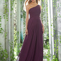 One Shoulder Chiffon Bridesmaid Dress with Draped Bodice Madeline Gardner