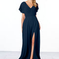 Chiffon Bridesmaid Dress with Flutter Sleeve and Front Slit Madeline Gardner
