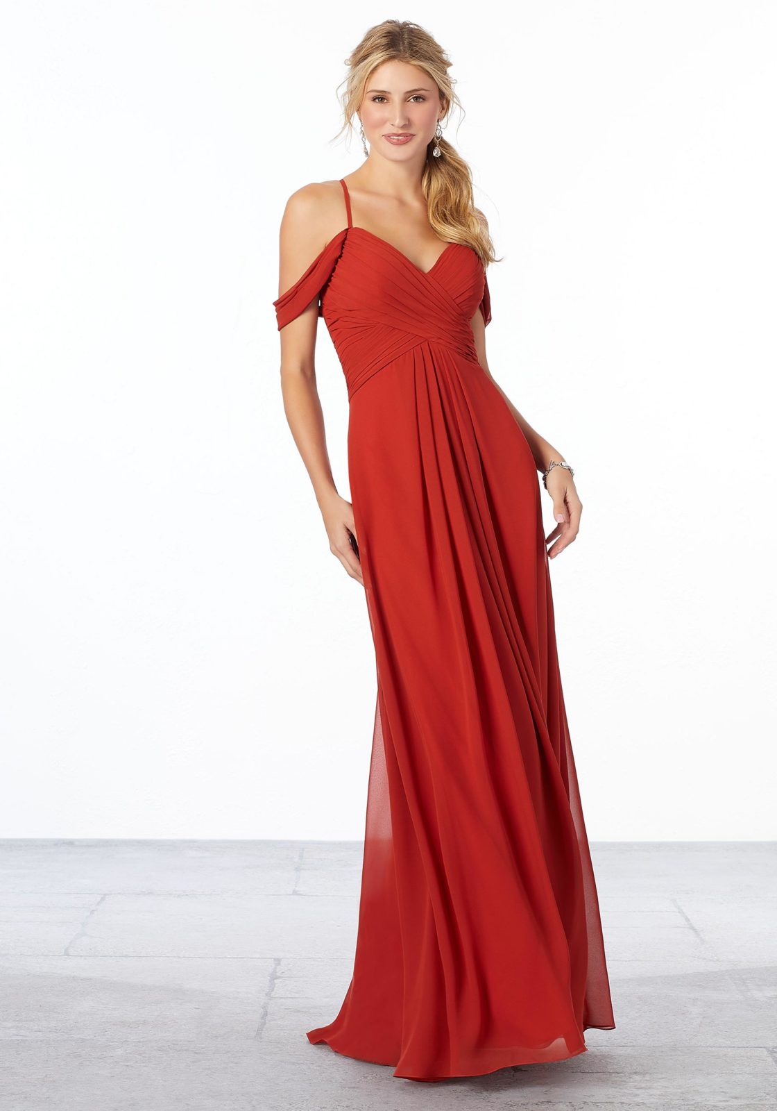 Cold-Shoulder Chiffon Bridesmaid Dress Madeline Gardner