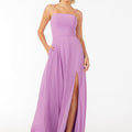 Chiffon Bridesmaid Dress with Front Slit and Keyhole Back Madeline Gardner
