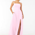 Chiffon Bridesmaid Dress with Front Slit and Keyhole Back Madeline Gardner
