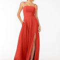Chiffon Bridesmaid Dress with Front Slit and Keyhole Back Madeline Gardner