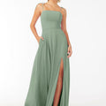 Chiffon Bridesmaid Dress with Front Slit and Keyhole Back Madeline Gardner