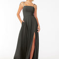 Chiffon Bridesmaid Dress with Front Slit and Keyhole Back Madeline Gardner