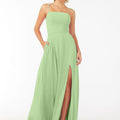 Chiffon Bridesmaid Dress with Front Slit and Keyhole Back Madeline Gardner