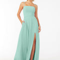 Chiffon Bridesmaid Dress with Front Slit and Keyhole Back Madeline Gardner