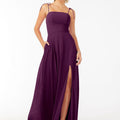 Chiffon Bridesmaid Dress with Front Slit and Keyhole Back Madeline Gardner