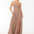 Chiffon Bridesmaid Dress with Front Slit and Keyhole Back Madeline Gardner