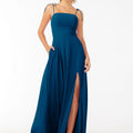 Chiffon Bridesmaid Dress with Front Slit and Keyhole Back Madeline Gardner
