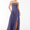 Chiffon Bridesmaid Dress with Front Slit and Keyhole Back Madeline Gardner