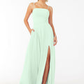Chiffon Bridesmaid Dress with Front Slit and Keyhole Back Madeline Gardner