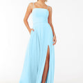 Chiffon Bridesmaid Dress with Front Slit and Keyhole Back Madeline Gardner