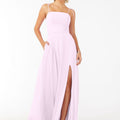 Chiffon Bridesmaid Dress with Front Slit and Keyhole Back Madeline Gardner