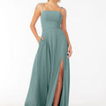 Chiffon Bridesmaid Dress with Front Slit and Keyhole Back Madeline Gardner