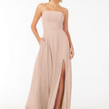 Chiffon Bridesmaid Dress with Front Slit and Keyhole Back Madeline Gardner