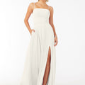 Chiffon Bridesmaid Dress with Front Slit and Keyhole Back Madeline Gardner