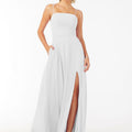 Chiffon Bridesmaid Dress with Front Slit and Keyhole Back Madeline Gardner