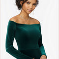 Off-The-Shoulder Lustrous Velvet Bridesmaid Dress Madeline Gardner