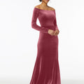 Off-The-Shoulder Lustrous Velvet Bridesmaid Dress Madeline Gardner