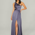 Draped Silky Satin Bridesmaid Dress with Tied Waist Madeline Gardner